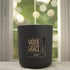 Library 12oz Candle in Black by Moxie & Grace — a sophisticated blend of teakwood, cedar, leather, sandalwood, and dark musk