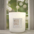 Nag Champa 12oz Candle in White by Moxie & Grace — a meditative blend of sandalwood, patchouli, amber, rose, and dark musk